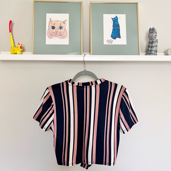 NWOT IRIS Striped Knot Tie Crop Top - Picture 11 of 12